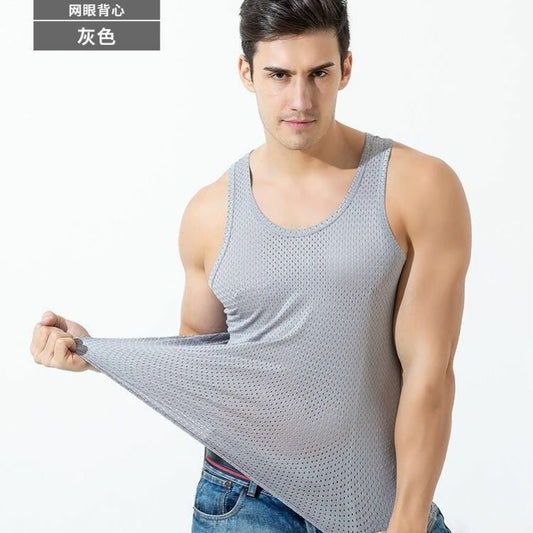 140g Summer Men's Fashion Vest Sports Fitness Solid Color Seamless Elastic Tank Top HS Code 6109100091 HS Code 6109909060 HS Code 6211399000
