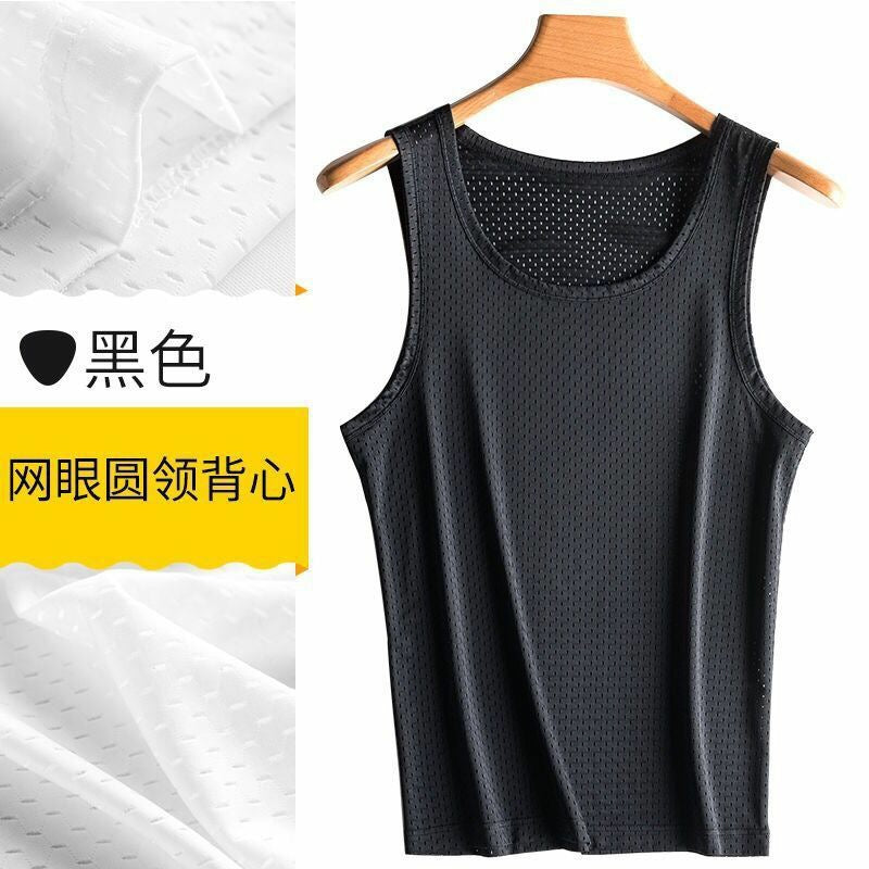 140g Summer Men's Fashion Vest Sports Fitness Solid Color Seamless Elastic Tank Top HS Code 6109100091 HS Code 6109909060 HS Code 6211399000