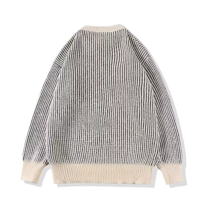 Crew Neck Striped Sweater Knitted Mens Sweater HS Code 6110110000 HS Code 6110200090 - Customized Item