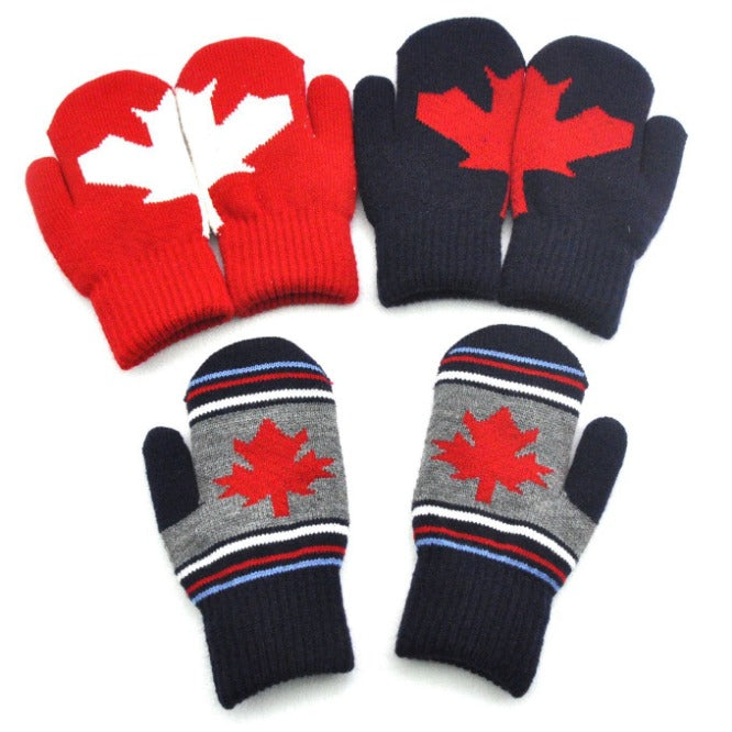 Winter Cold and Warm Double-layer Knitted Gloves, Maple Leaves, Gloves HS Code 4304002000 HS Code 6116100000