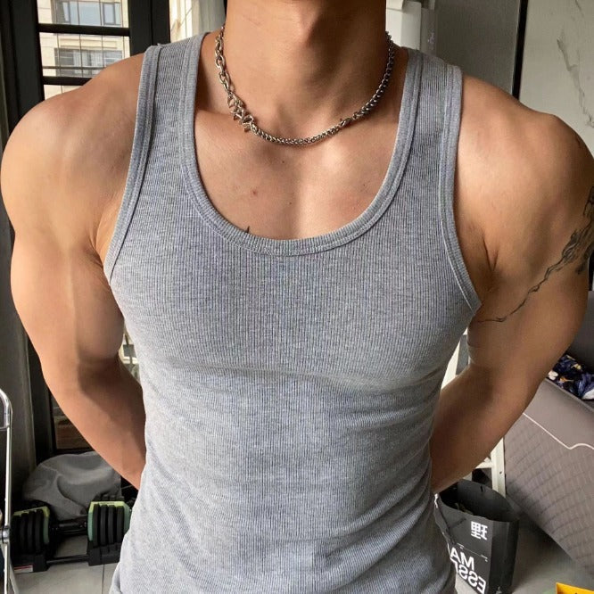 250 Gsm Men's Tank Top Cotton 100% Rib Vest Thickened Thick Threaded Vest HS Code 6109100091 HS Code 6109909060 HS Code 6211399000