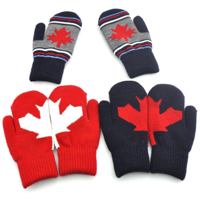 Winter Cold and Warm Double-layer Knitted Gloves, Maple Leaves, Gloves HS Code 4304002000 HS Code 6116100000