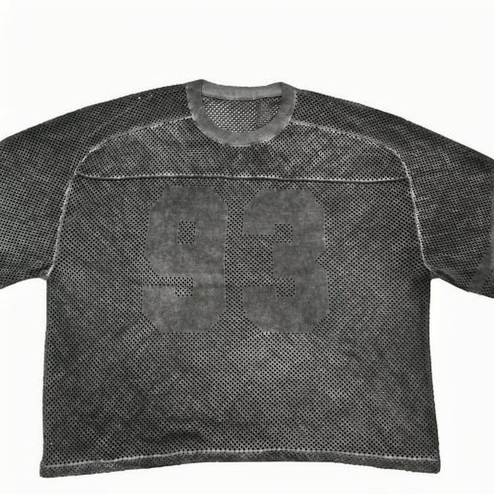 250 -350g Space Grey Washing T Shirt Mesh Knitted Mens Sweater Cotton 100% In-Stock T-Shirts