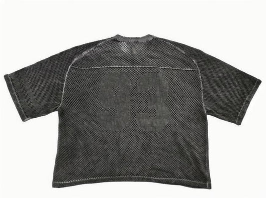 250 -350g Space Grey Washing T Shirt Mesh Knitted Mens Sweater Cotton 100% In-Stock T-Shirts