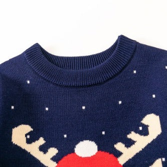 Children's Christmas Sweater Baby Cotton Jacquard Sweater Cartoon Knitted Sweater HS Code 6110200090 HS Code 6110200011 - Customized Item