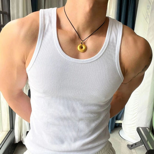 250 Gsm Men's Tank Top Cotton 100% Rib Vest Thickened Thick Threaded Vest HS Code 6109100091 HS Code 6109909060 HS Code 6211399000