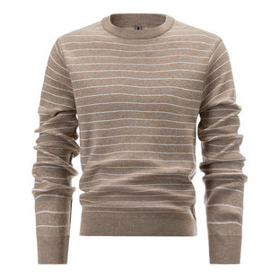 Brown Striped Mens Jumper Sweater HS Code 6109100000 - Customized Item