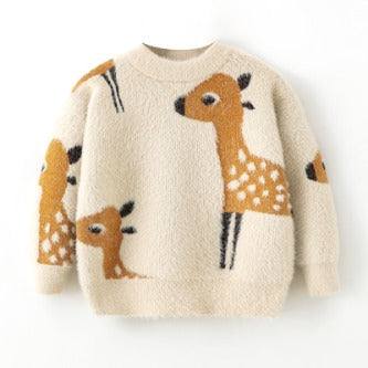 Children's Christmas Sweater Baby Cotton Jacquard Sweater Deer Sweater HS Code 6110200090 HS Code 6110200011 - Customized Item
