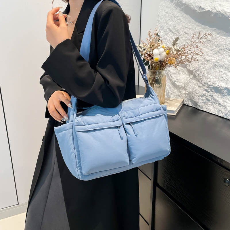 Casual Satchel Women's 2025 New Shoulder Bag Simple Solid Color Messenger Bag Class Commuter Bag Large Capacity Tote Bag
