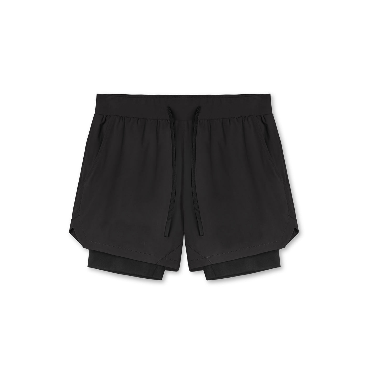 Double-layer shorts fitness sports five-point basketball pants men's brocade ammonia running training elastic quick-drying shorts American European size
