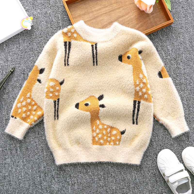 Children's Christmas Sweater Baby Cotton Jacquard Sweater Deer Sweater HS Code 6110200090 HS Code 6110200011 - Customized Item