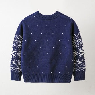 Children's Christmas Sweater Baby Cotton Jacquard Sweater Cartoon Knitted Sweater HS Code 6110200090 HS Code 6110200011 - Customized Item