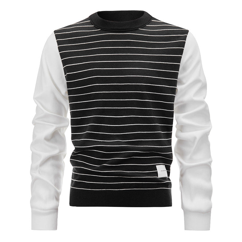 Striped Black White Mens Jumper Sweater  HS Code 6109100000 - Customized Item