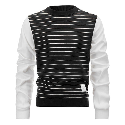 Striped Black White Mens Jumper Sweater  HS Code 6109100000 - Customized Item